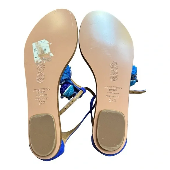 Aquazzura NWOT Blue Beaded Women's Sandals - Picture 6 of 6
